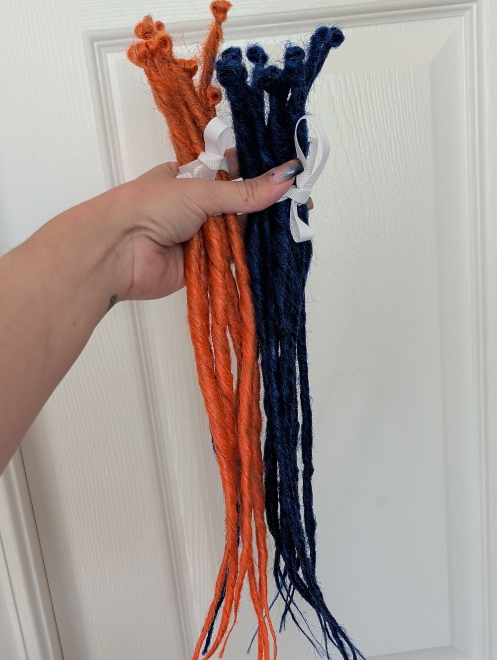 Handcrafted Orange and Navy Chicago Bears Dreadlock Extensions Never Worn Nwot